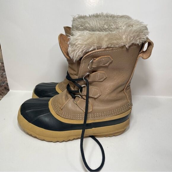 Sorel Beige Leather Insulated Waterproof Winter Boots - Picture 3 of 8